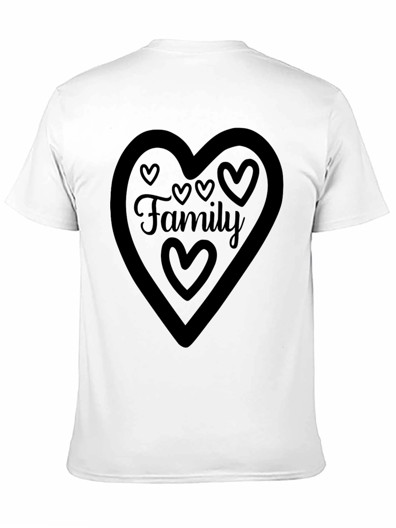 Family Heart Graphic Tee - Black Crew Neck Shirt