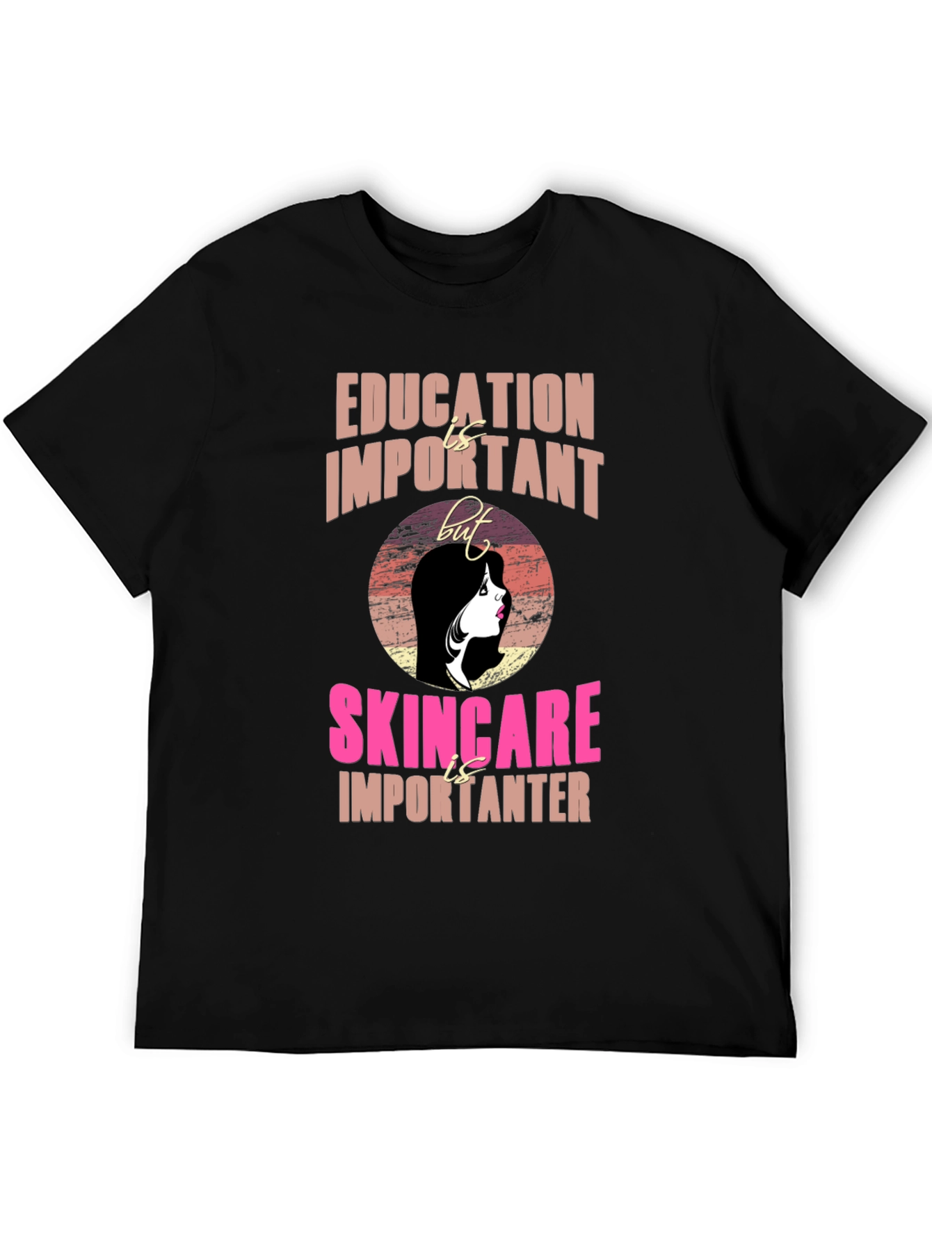 Skincare Over Everything Black Graphic Tee