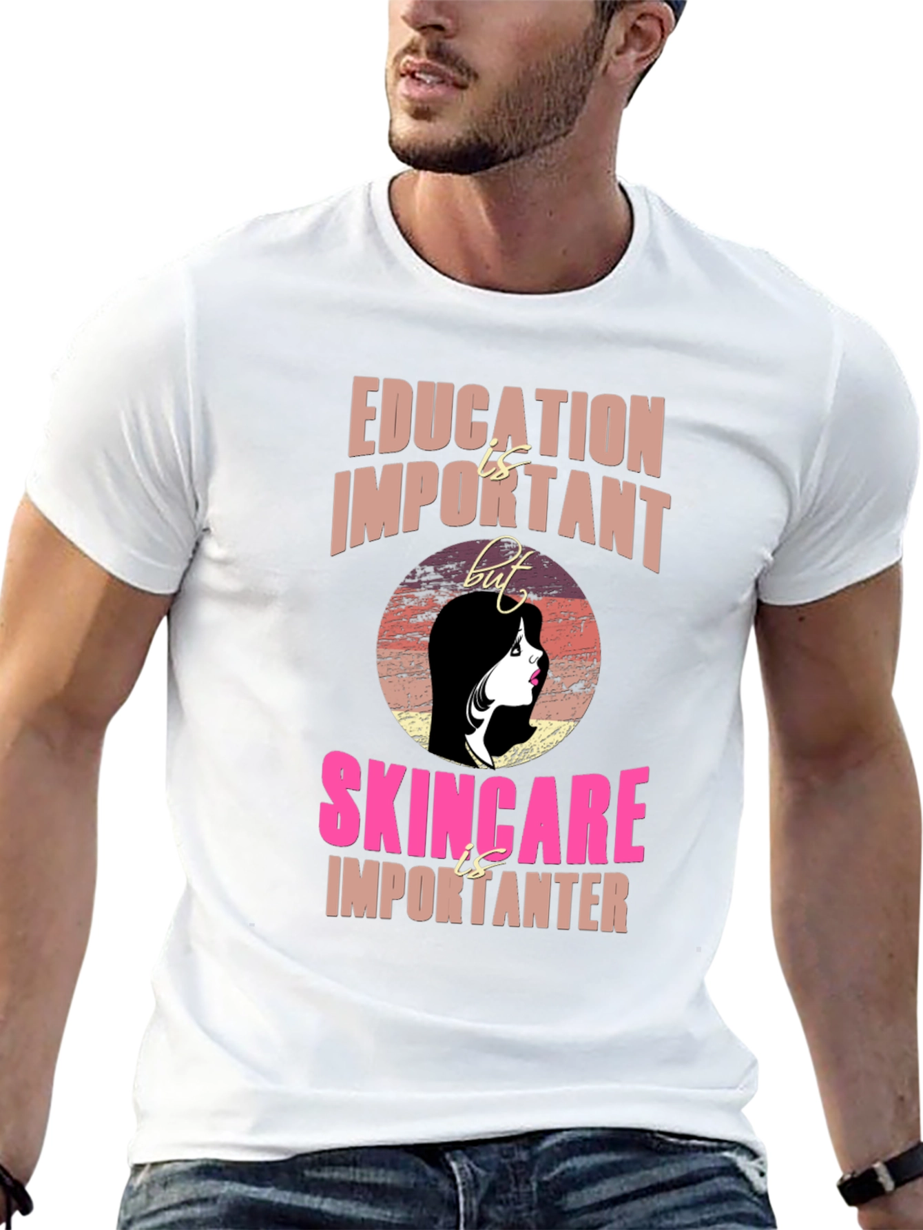 Skincare Over Everything Black Graphic Tee