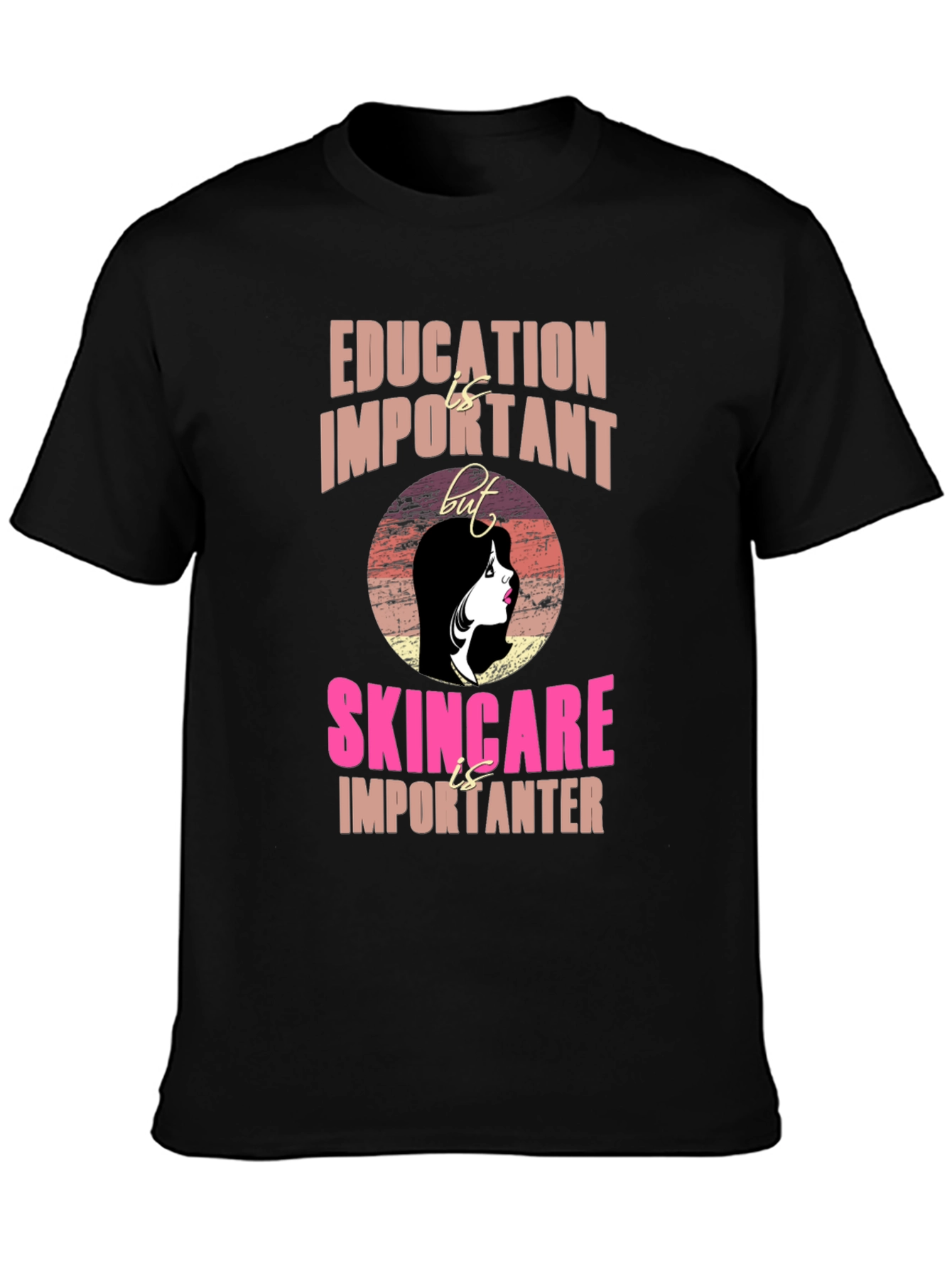 Skincare Over Everything Black Graphic Tee