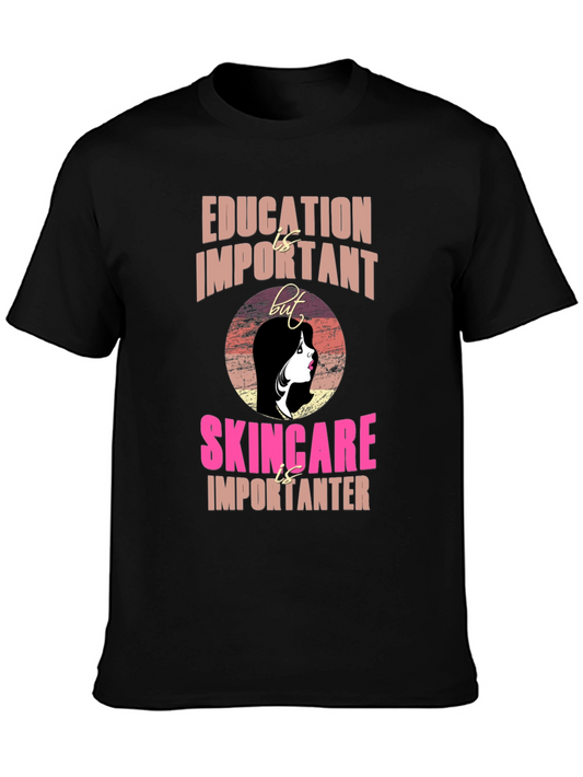 Skincare Over Everything Black Graphic Tee
