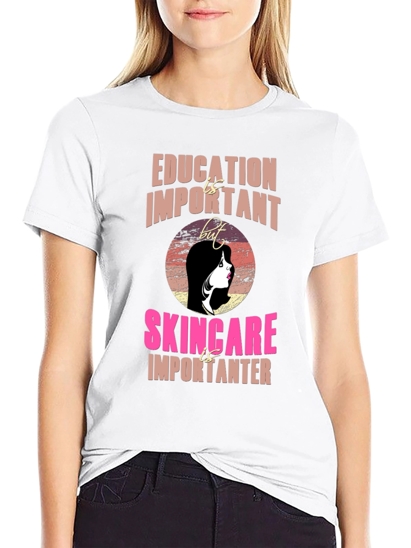 Skincare Over Everything Black Graphic Tee