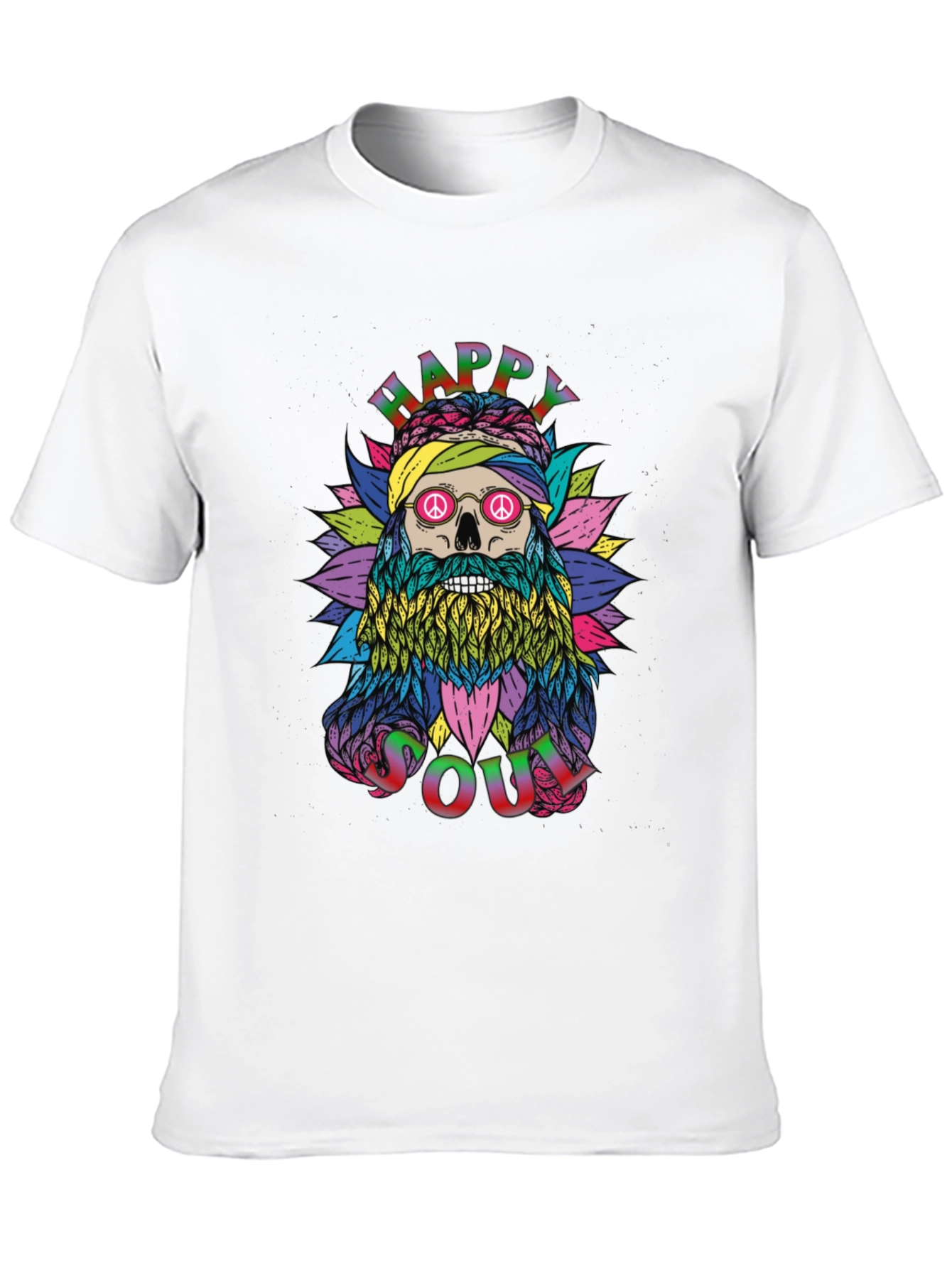 Happy Soul Graphic Tee - Unique Skull Hippie Design