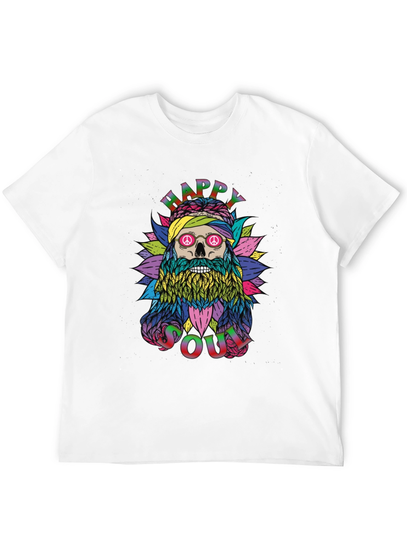 Happy Soul Graphic Tee - Unique Skull Hippie Design