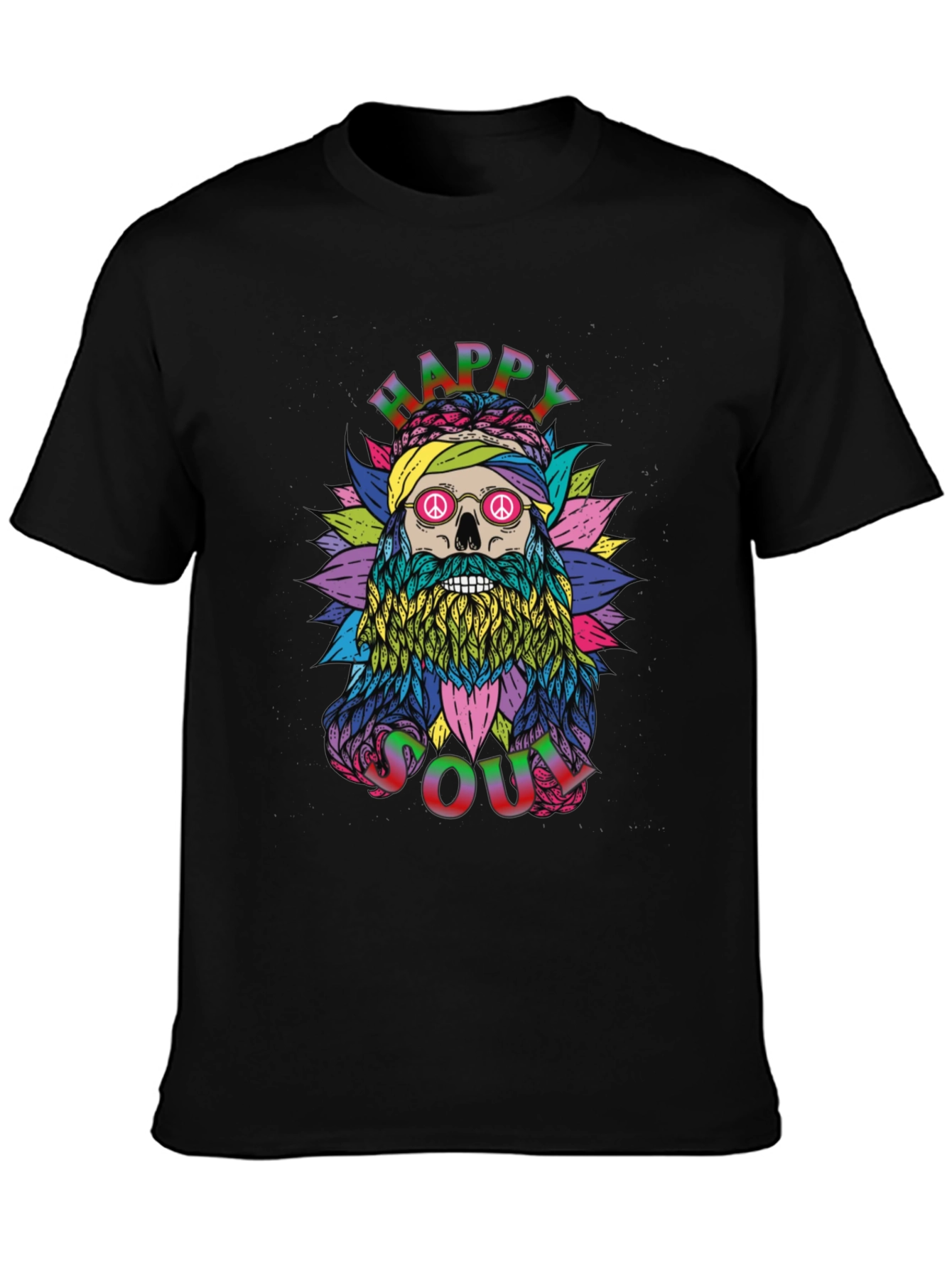 Happy Soul Graphic Tee - Unique Skull Hippie Design