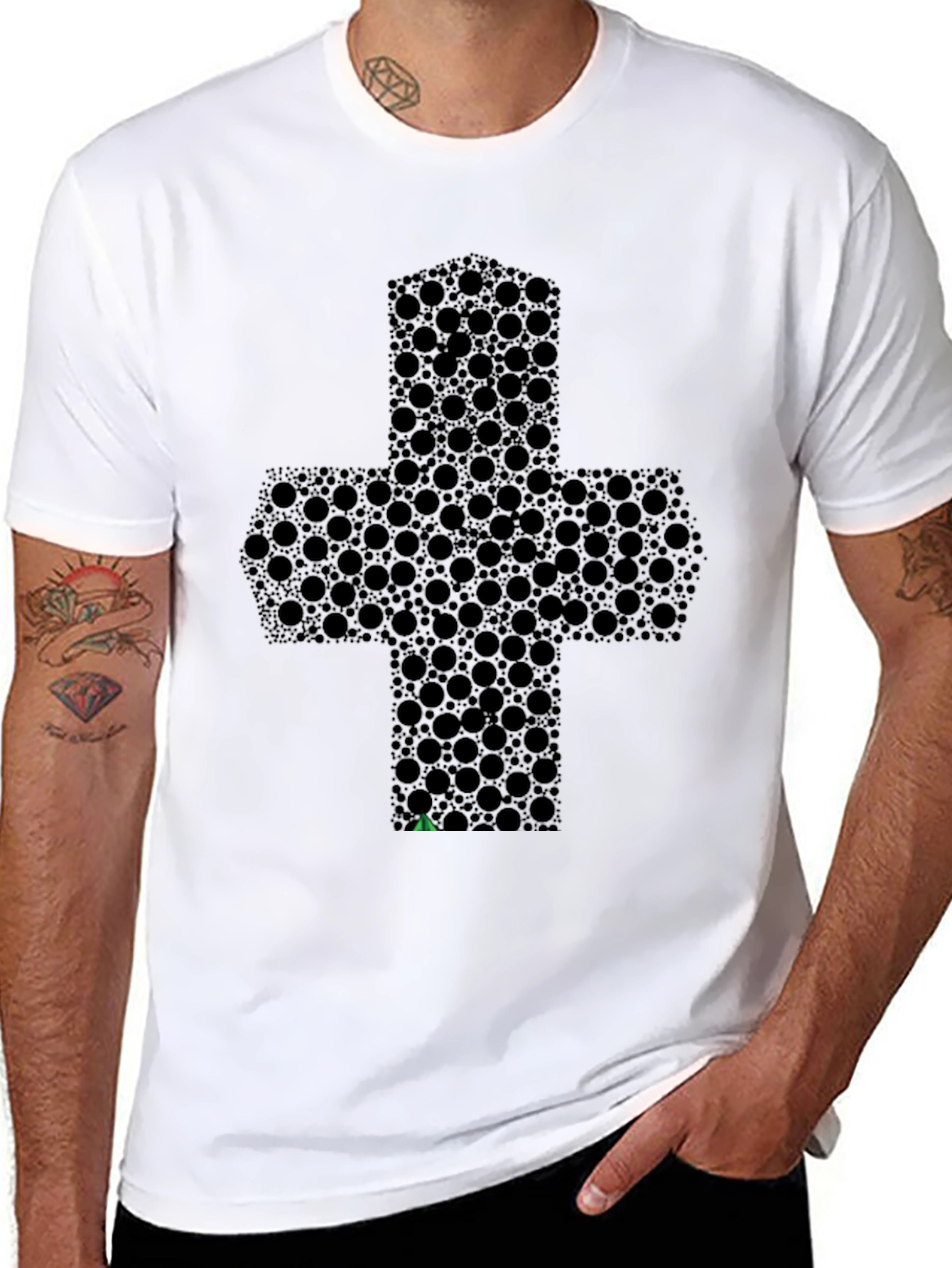 Abstract Bubbled Plus Sign Black T-Shirt
