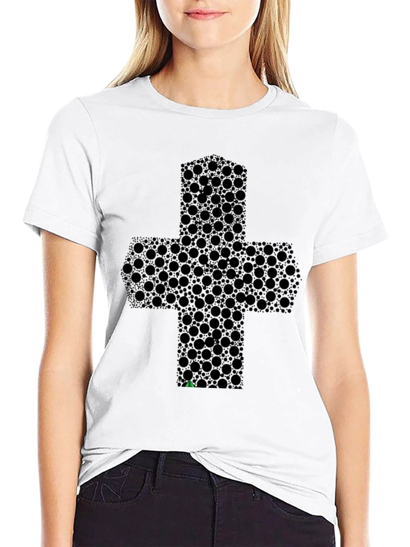 Abstract Bubbled Plus Sign Black T-Shirt