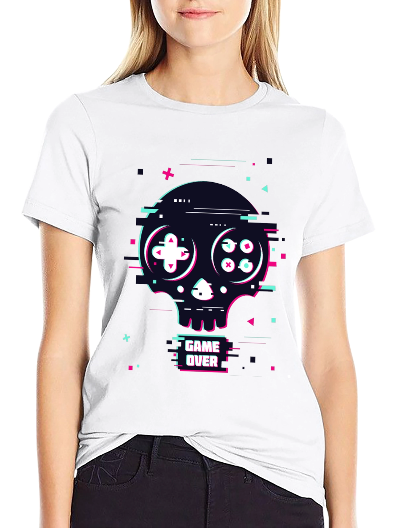 Game Over Skull Graphic Tee - Gamer Style