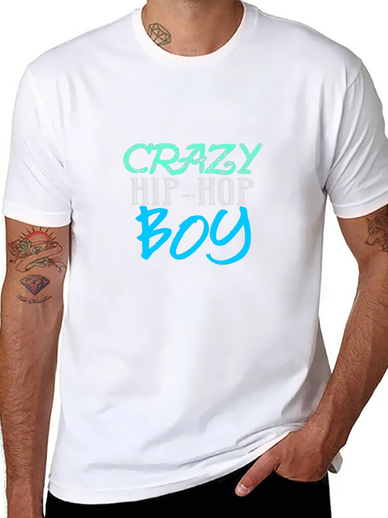 Crazy Hip-Hop Boy T-Shirt - Mens Black Graphic Tee