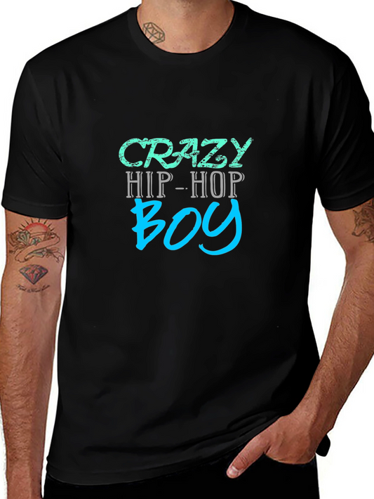Crazy Hip-Hop Boy T-Shirt - Mens Black Graphic Tee