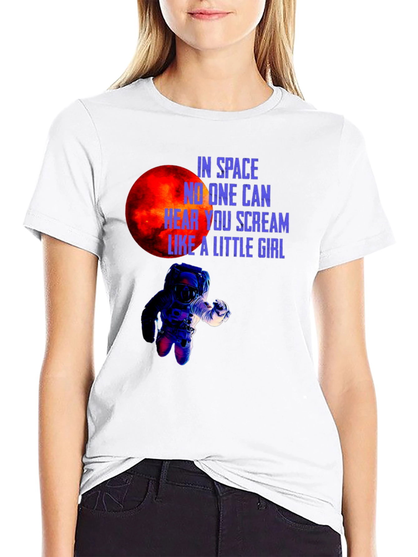 Space Scream Graphic Tee - Black Cotton T-Shirt