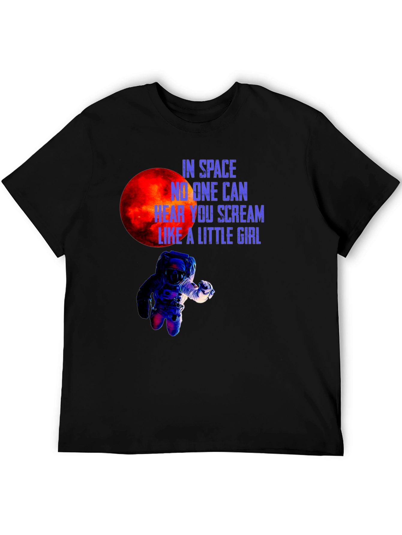 Space Scream Graphic Tee - Black Cotton T-Shirt