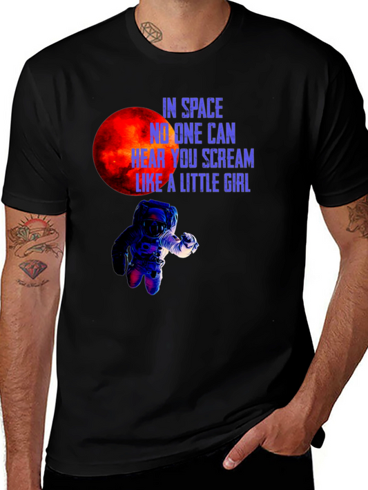Space Scream Graphic Tee - Black Cotton T-Shirt