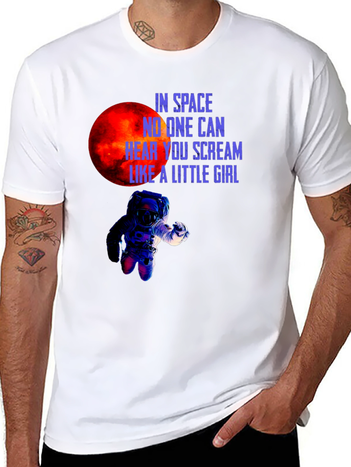 Space Scream Graphic Tee - Black Cotton T-Shirt