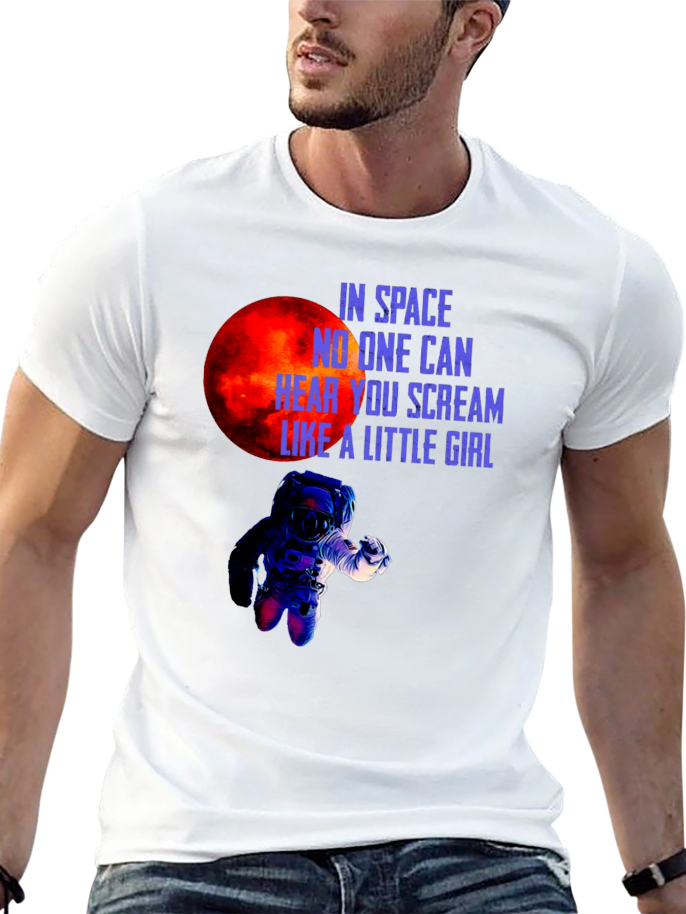 Space Scream Graphic Tee - Black Cotton T-Shirt
