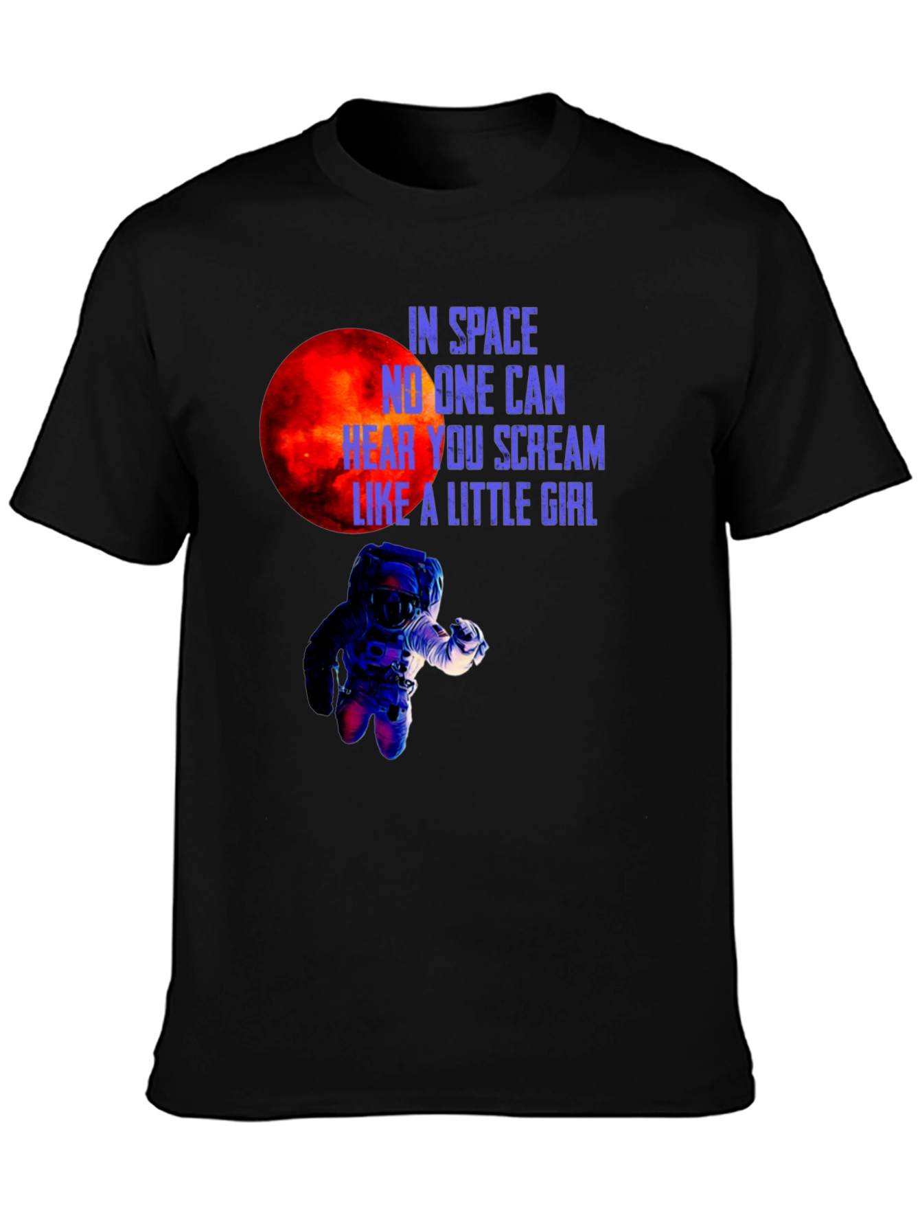 Space Scream Graphic Tee - Black Cotton T-Shirt