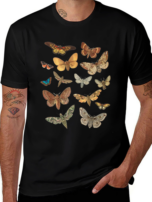 Moth Print Crew Neck T-Shirt