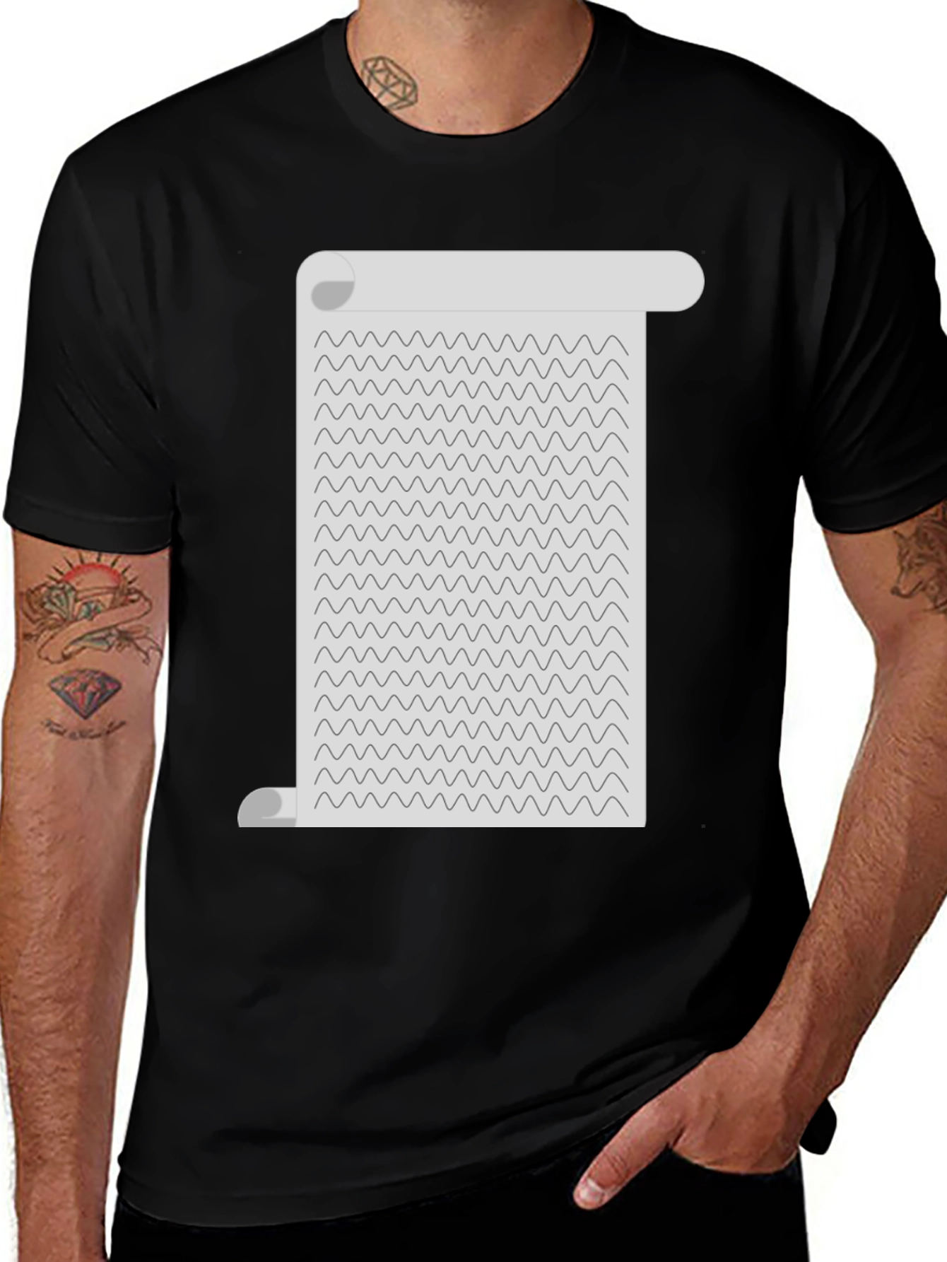Wavy Lines Scroll Tee - Unisex Graphic T-Shirt