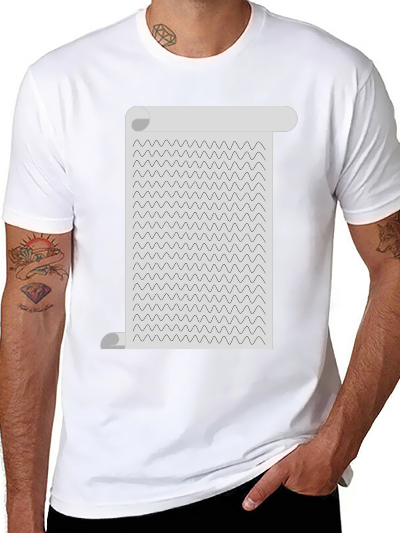 Wavy Lines Scroll Tee - Unisex Graphic T-Shirt
