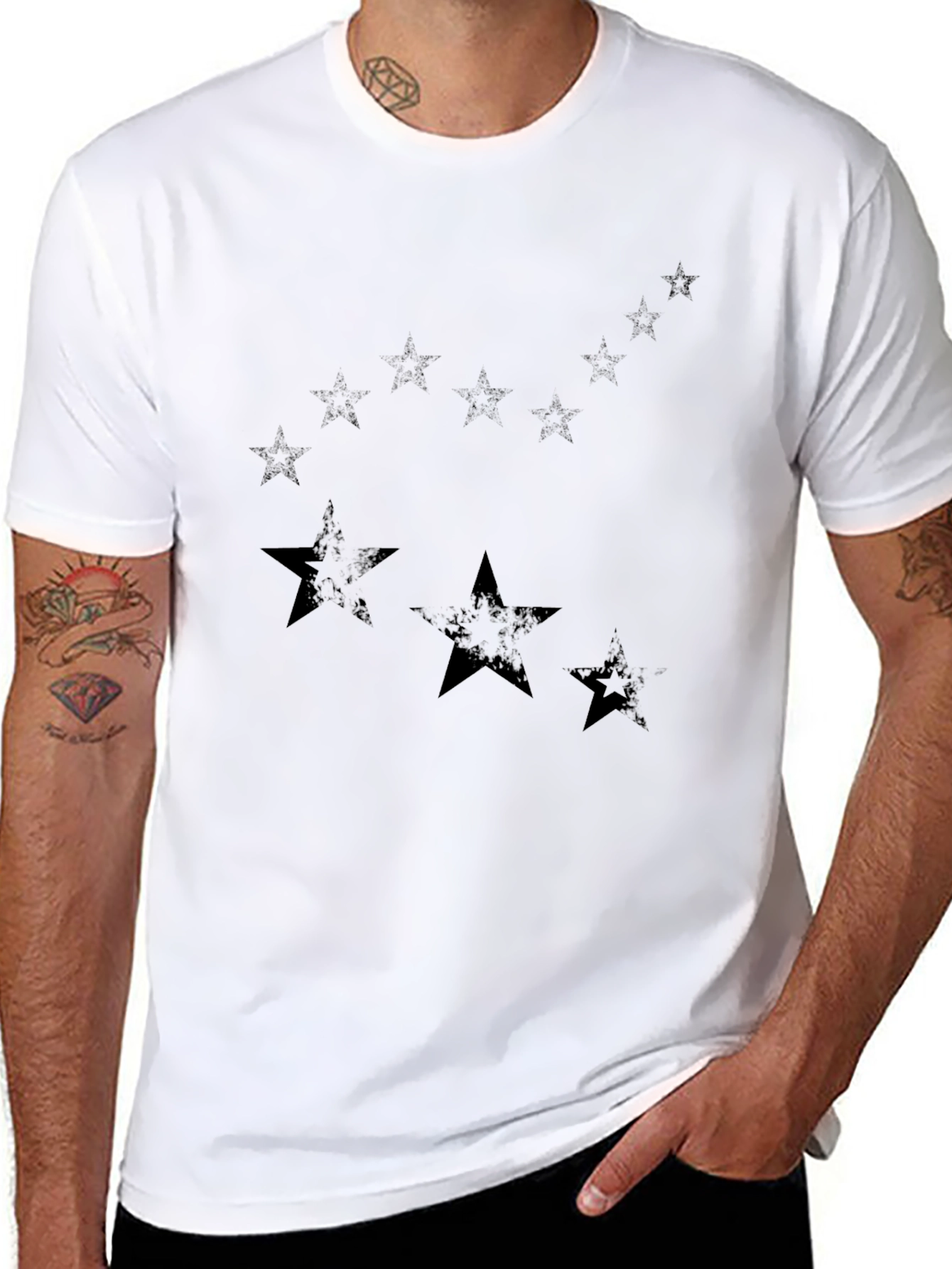 Starry Night Black Cotton Graphic Tee