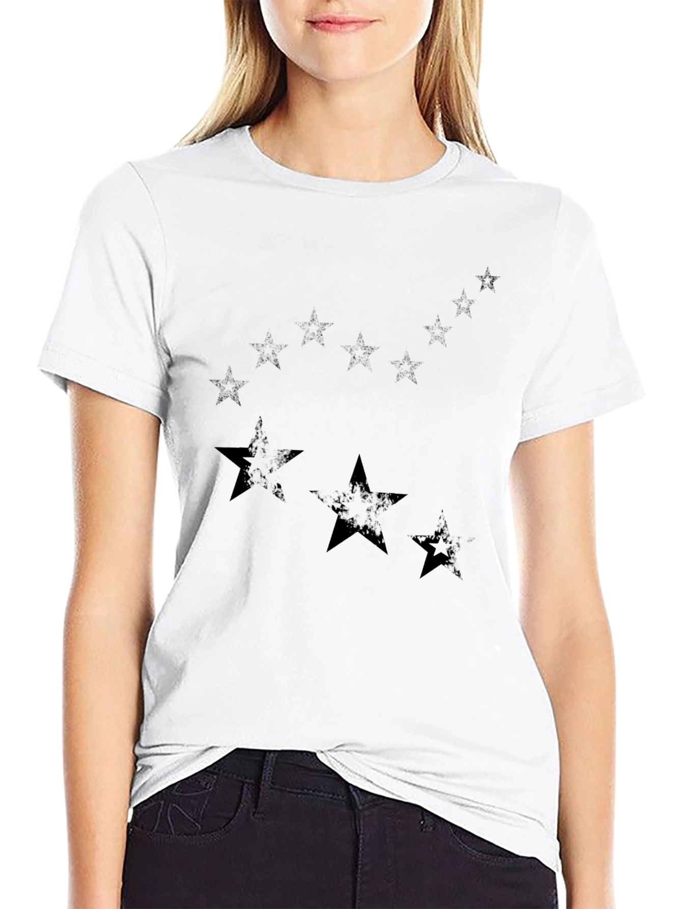 Starry Night Black Cotton Graphic Tee