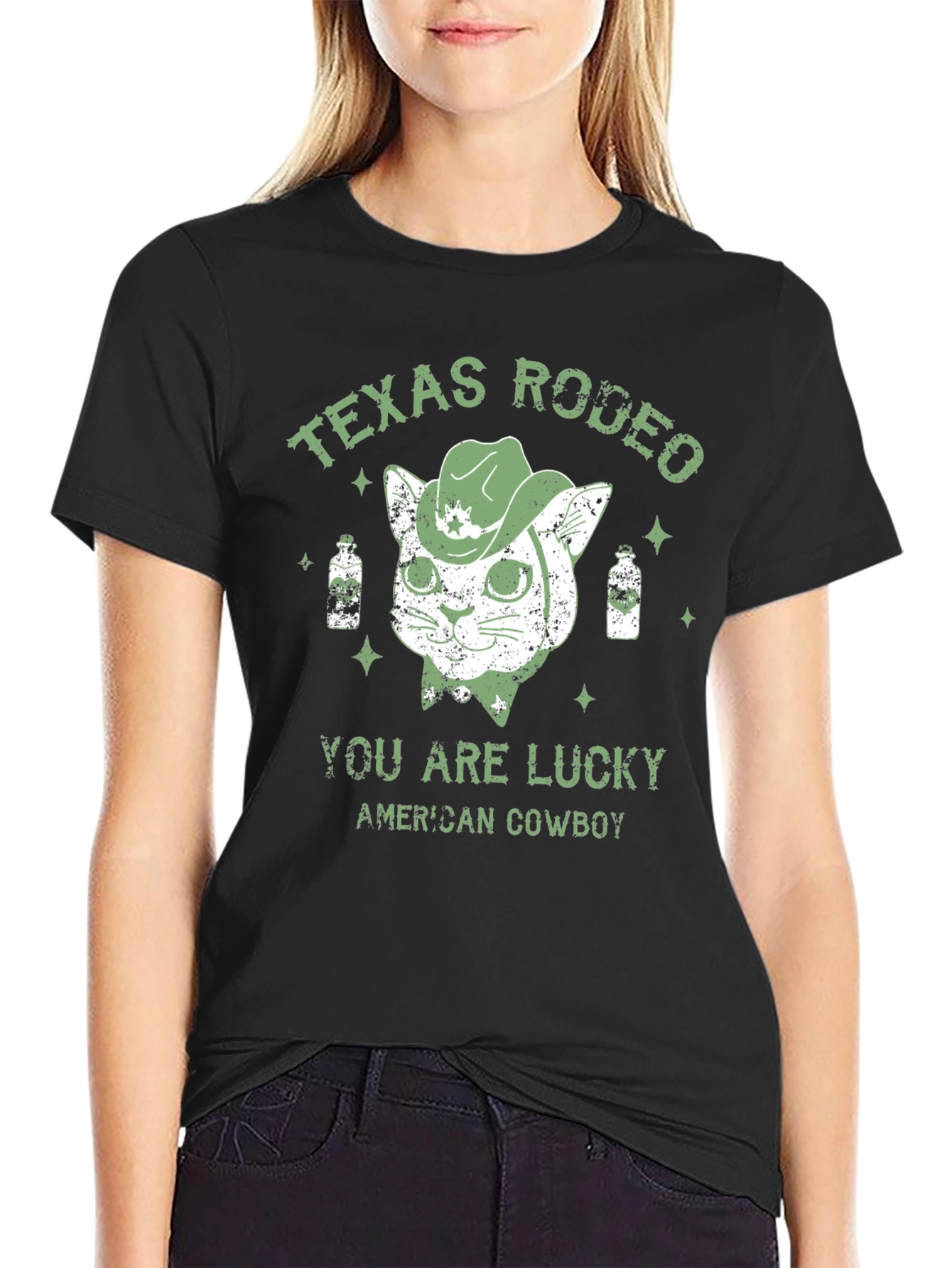 Texas Rodeo Lucky American Cowboy Graphic Tee