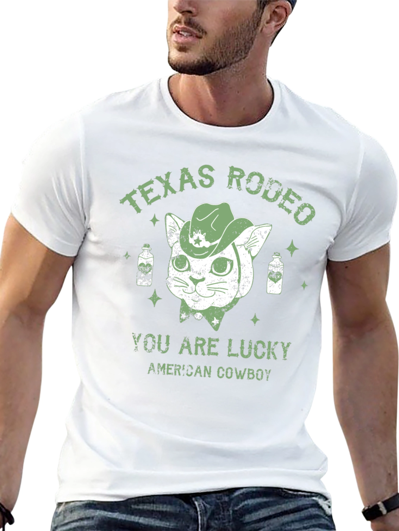 Texas Rodeo Lucky American Cowboy Graphic Tee