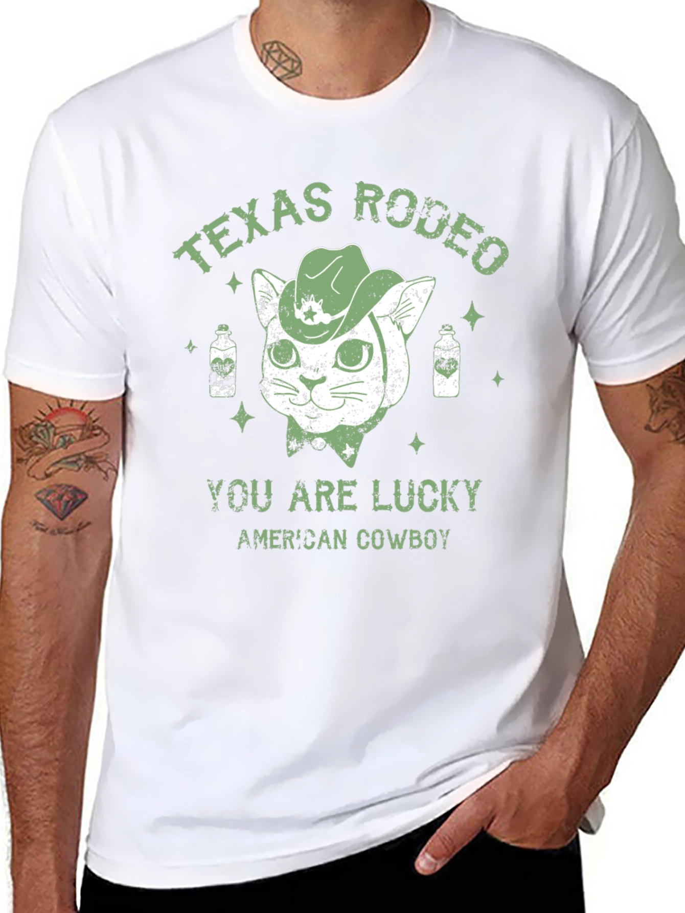 Texas Rodeo Lucky American Cowboy Graphic Tee