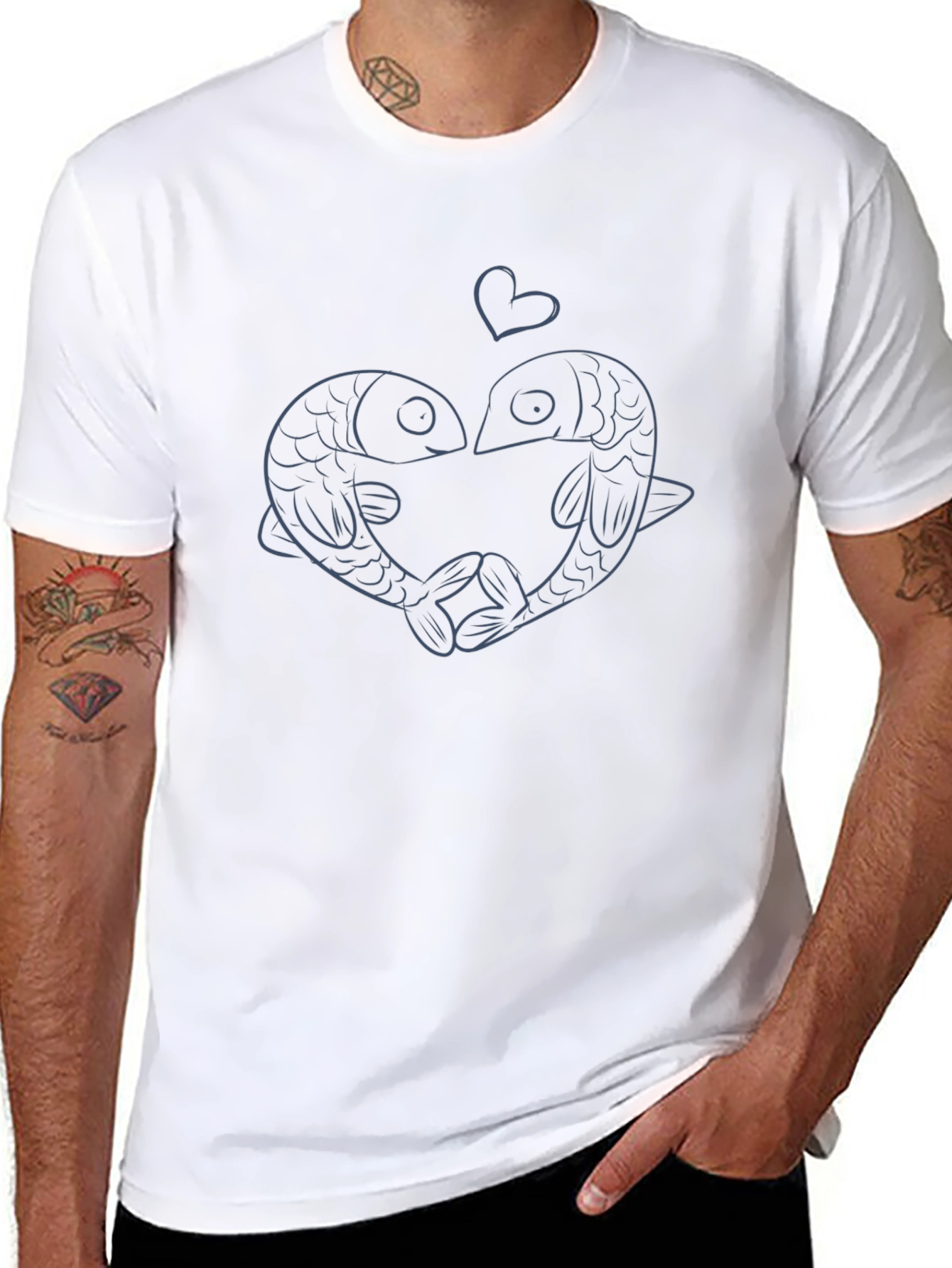 Fish Love Heart Graphic Tee