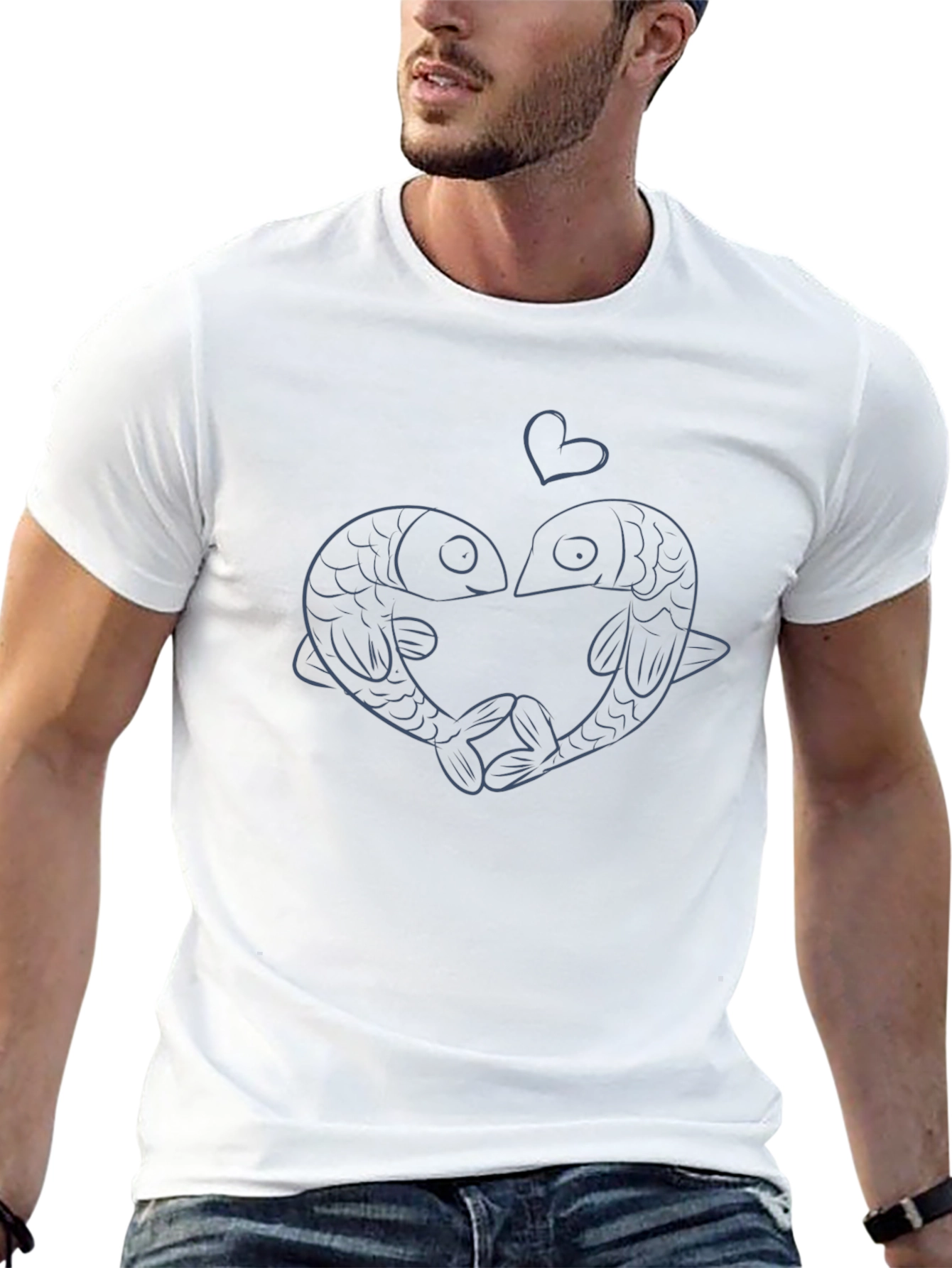 Fish Love Heart Graphic Tee