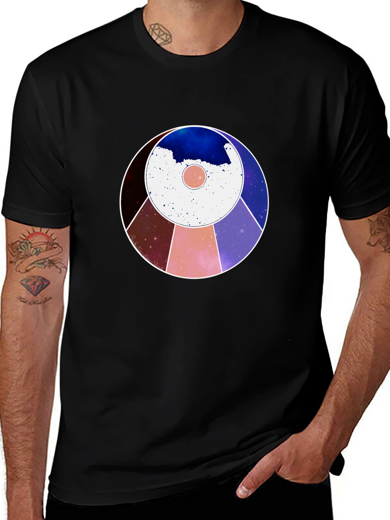 Cosmic Circle Graphic Tee - Modern Abstract Design