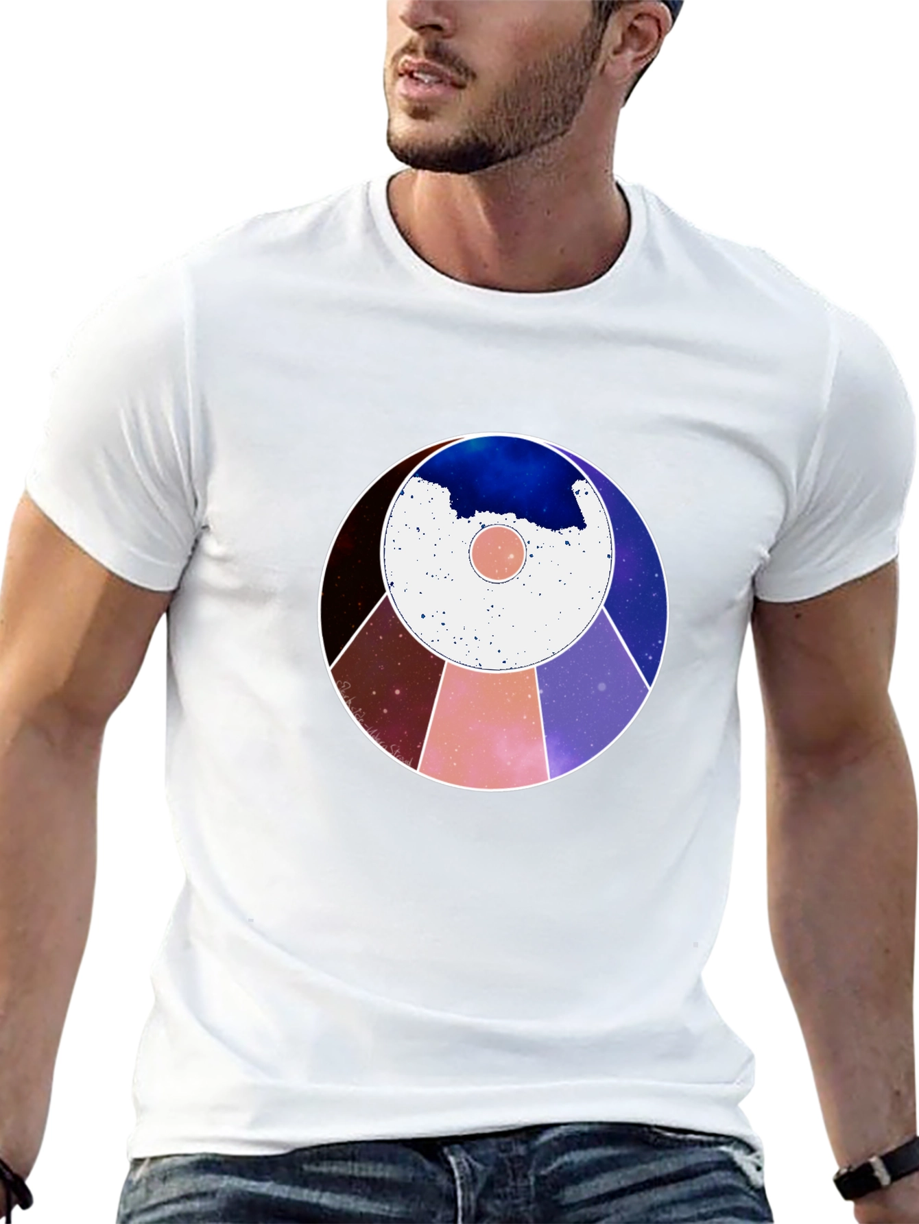 Cosmic Circle Graphic Tee - Modern Abstract Design
