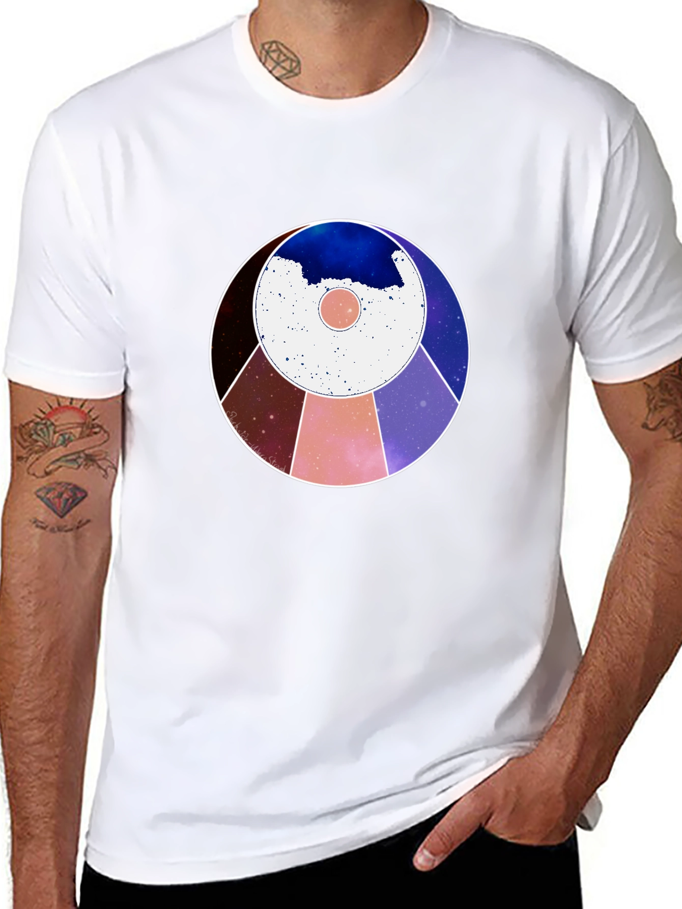 Cosmic Circle Graphic Tee - Modern Abstract Design