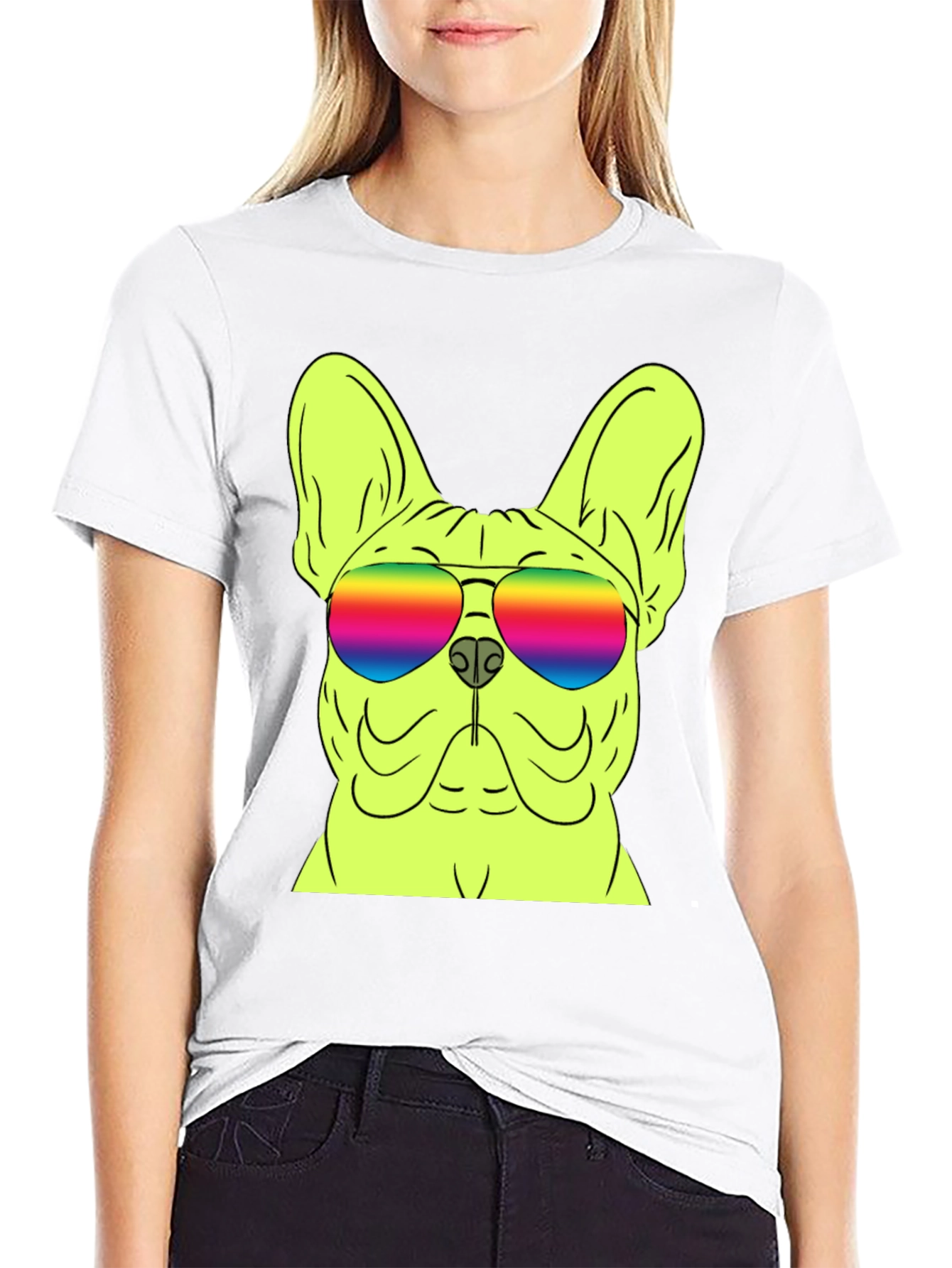 Cool Dog Graphic Tee - Rainbow Sunglasses