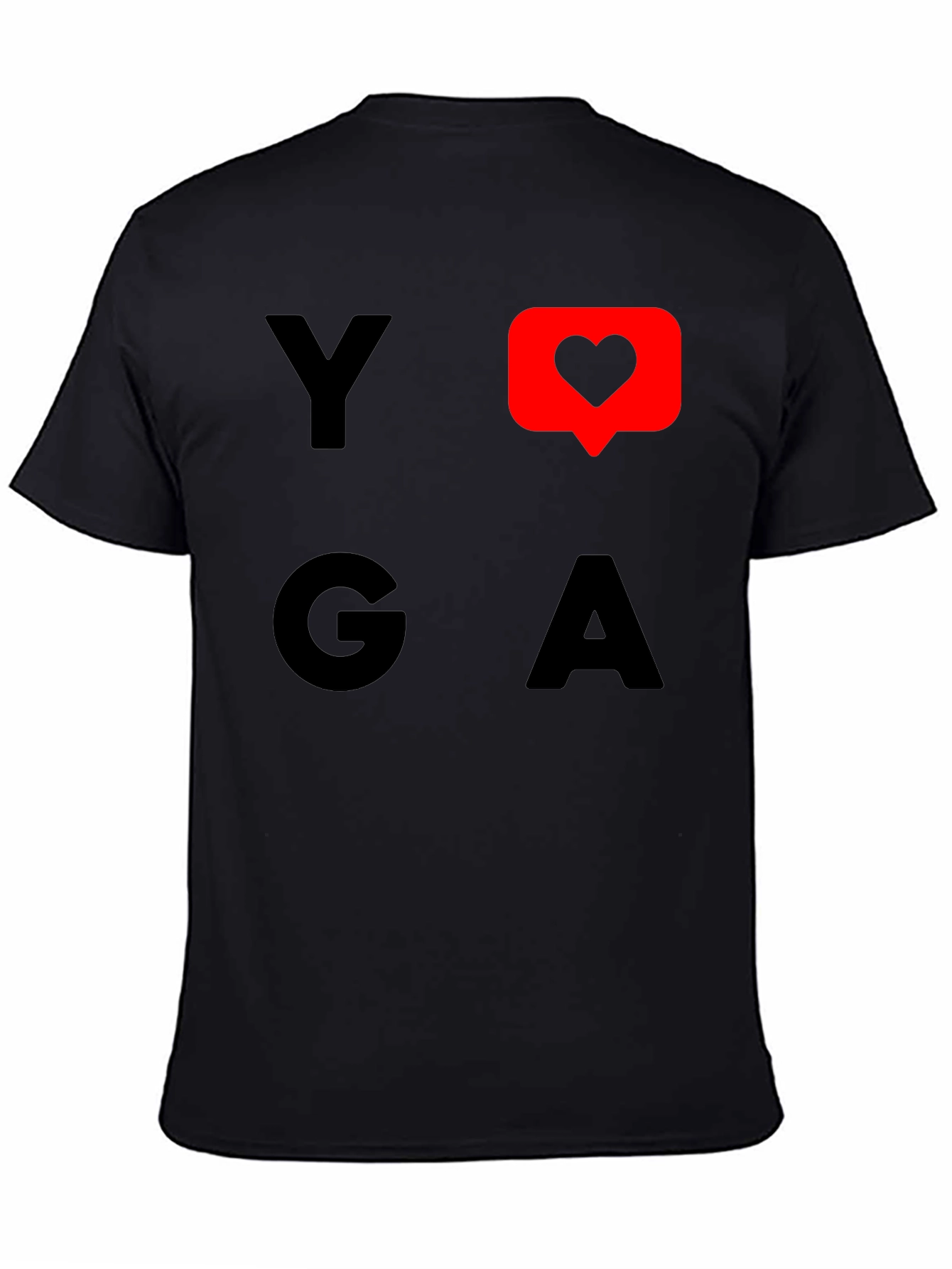 Yoga Heart Graphic Tee - Black Cotton T-Shirt