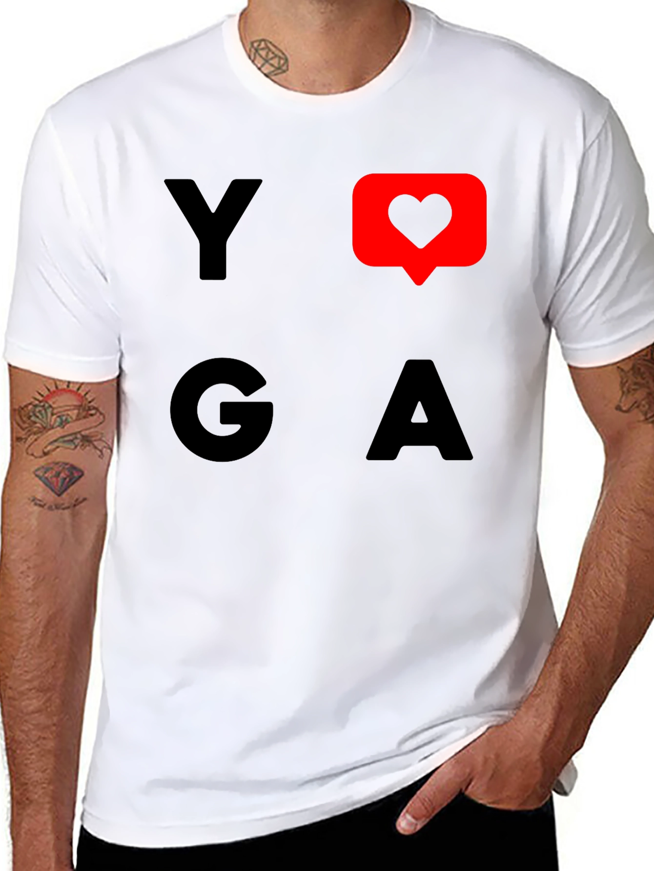 Yoga Heart Graphic Tee - Black Cotton T-Shirt