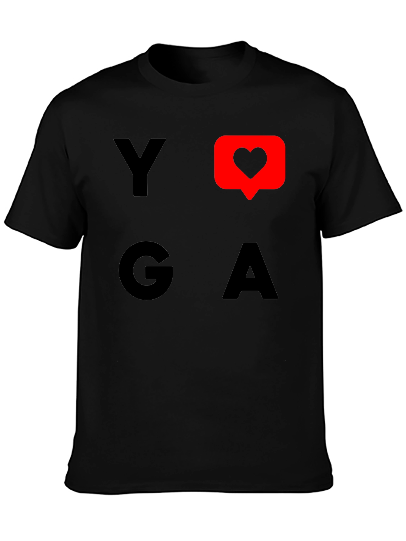 Yoga Heart Graphic Tee - Black Cotton T-Shirt