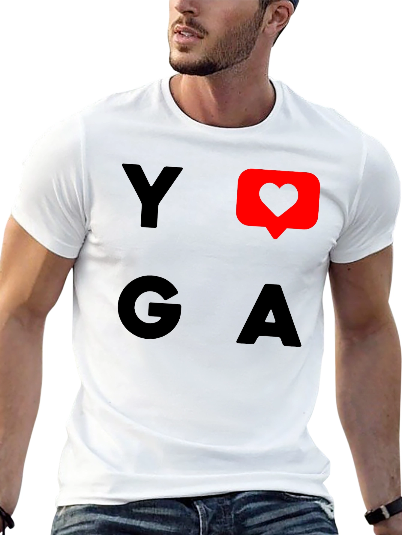 Yoga Heart Graphic Tee - Black Cotton T-Shirt