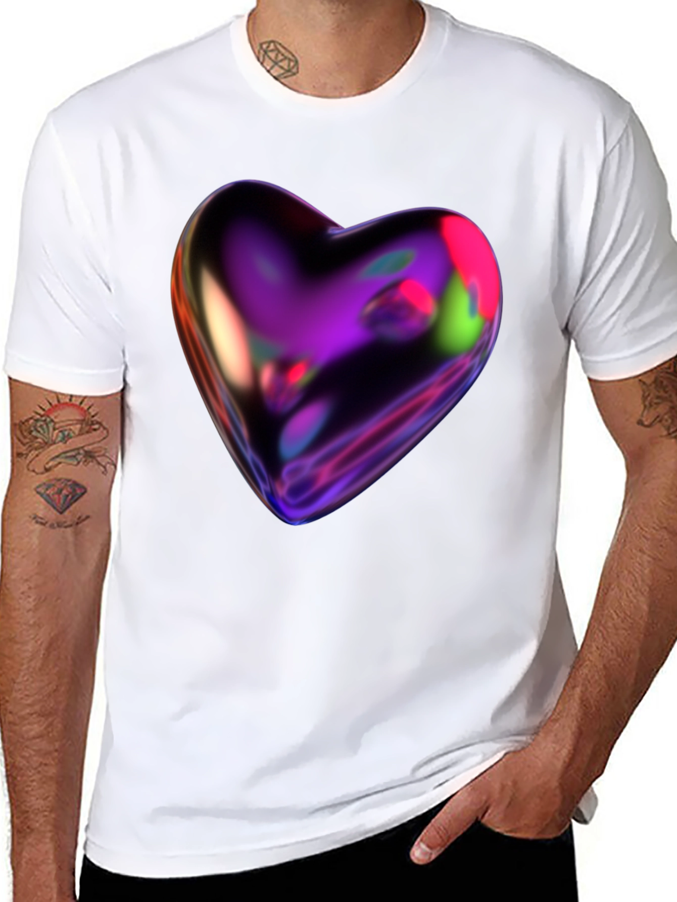 Futuristic Heart Graphic Tee - Modern Design