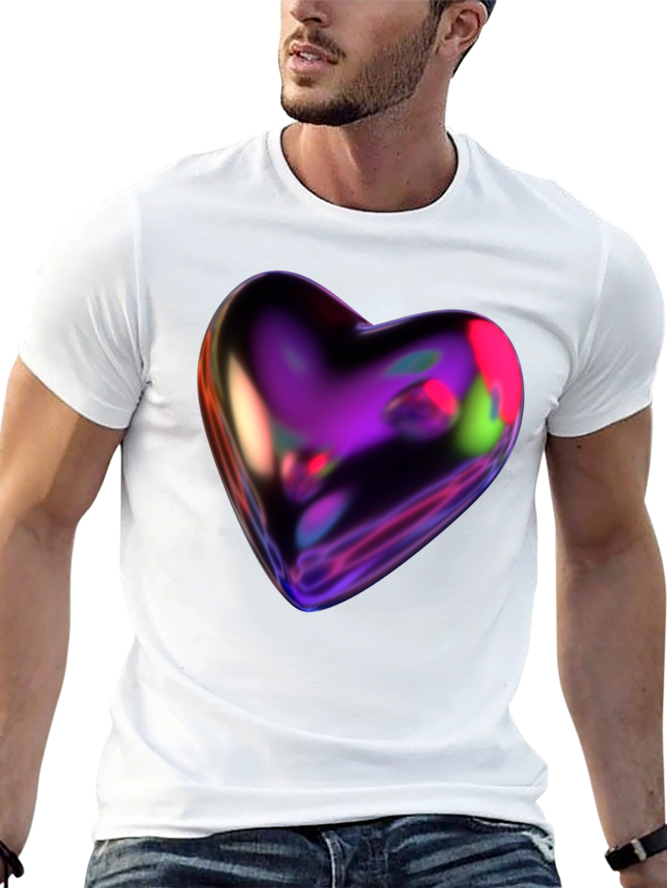 Futuristic Heart Graphic Tee - Modern Design
