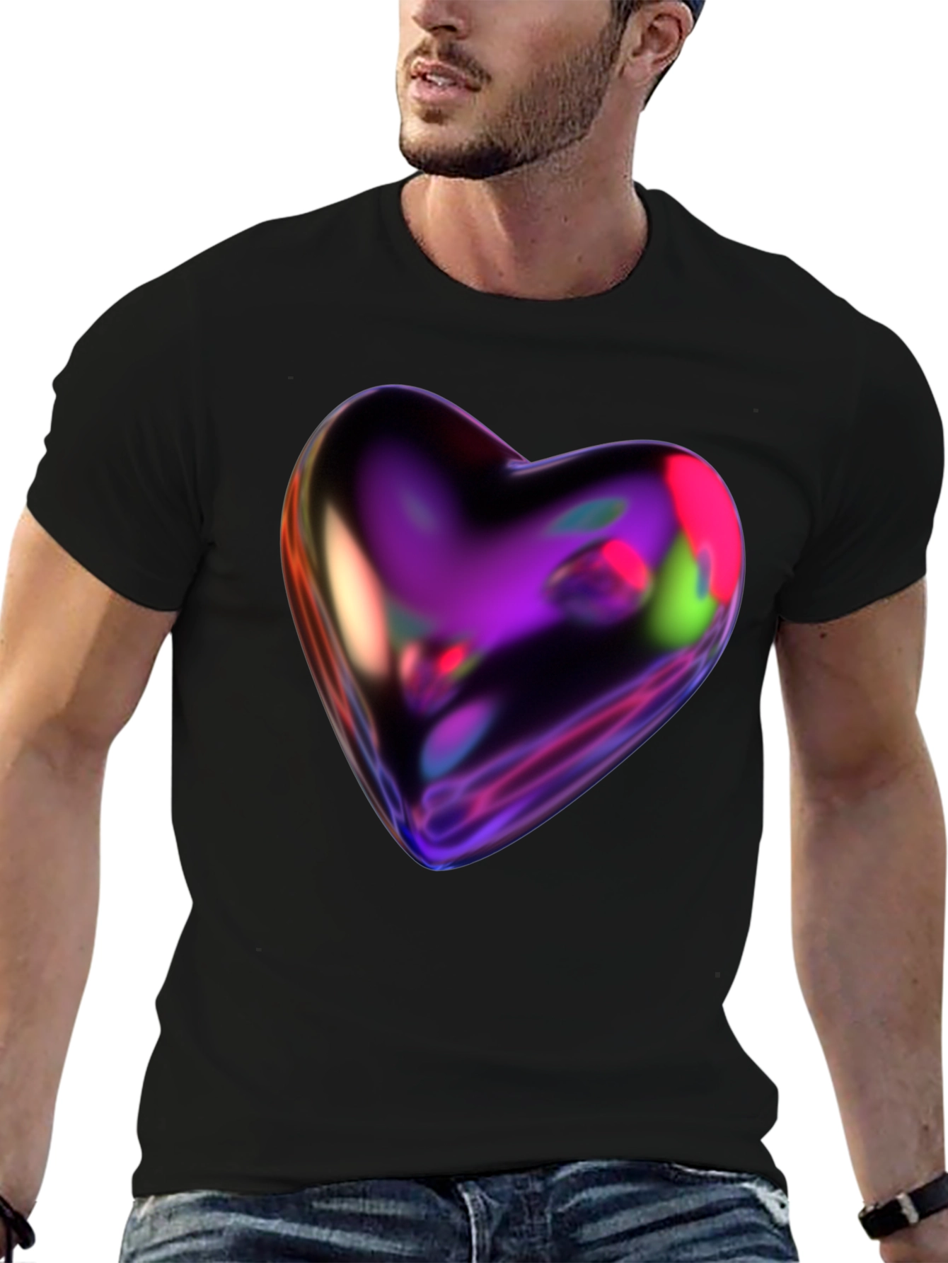 Futuristic Heart Graphic Tee - Modern Design