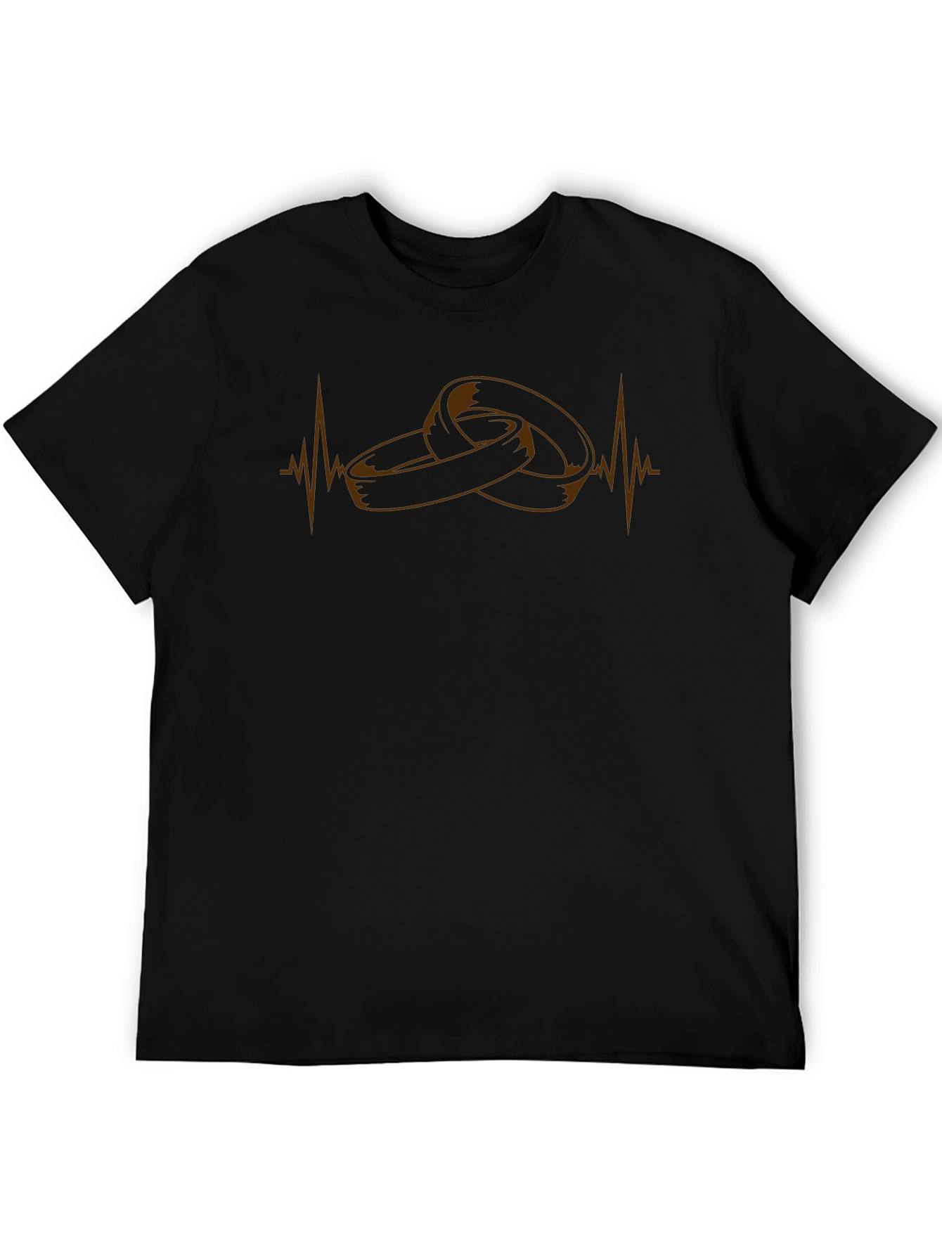 Heartbeat Wedding Rings Graphic Tee - Black