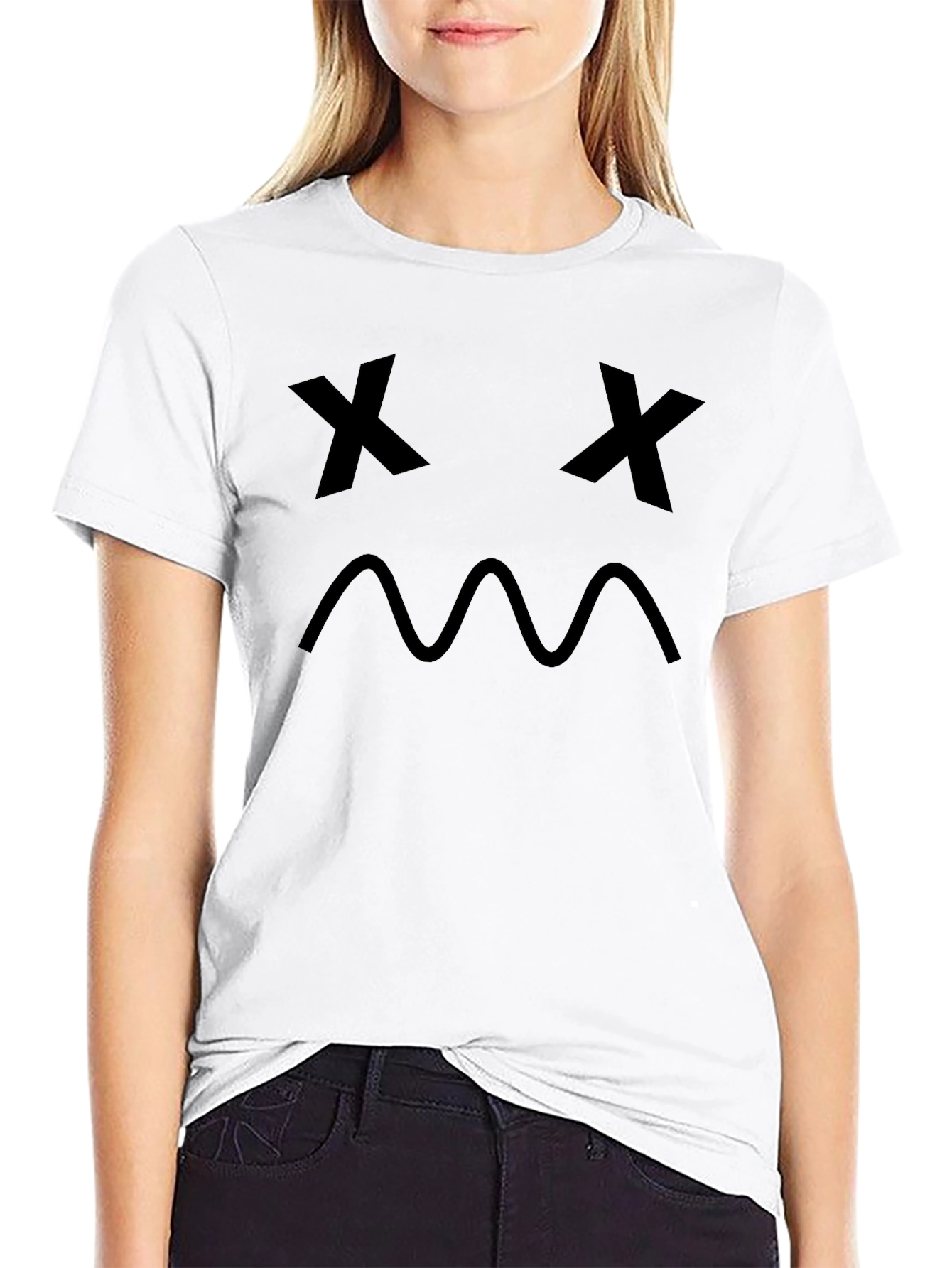 Sad Face Graphic Print T-Shirt