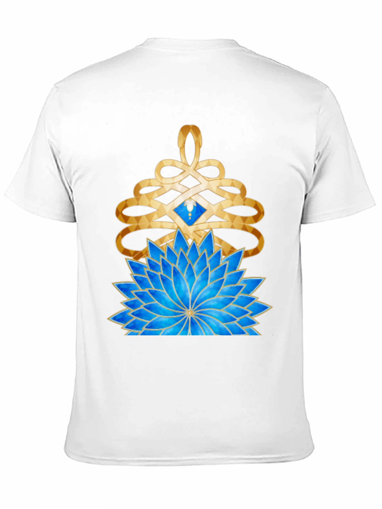 Mystic Lotus Graphic Tee - Gold & Blue Design