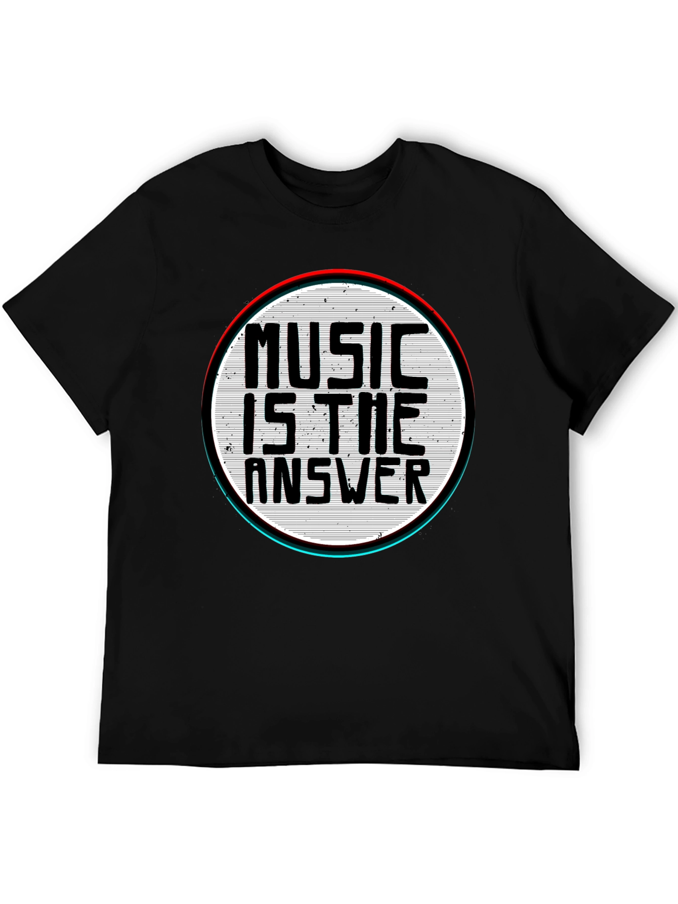 Music Is The Answer Graphic Print Mens Black T-Shirt