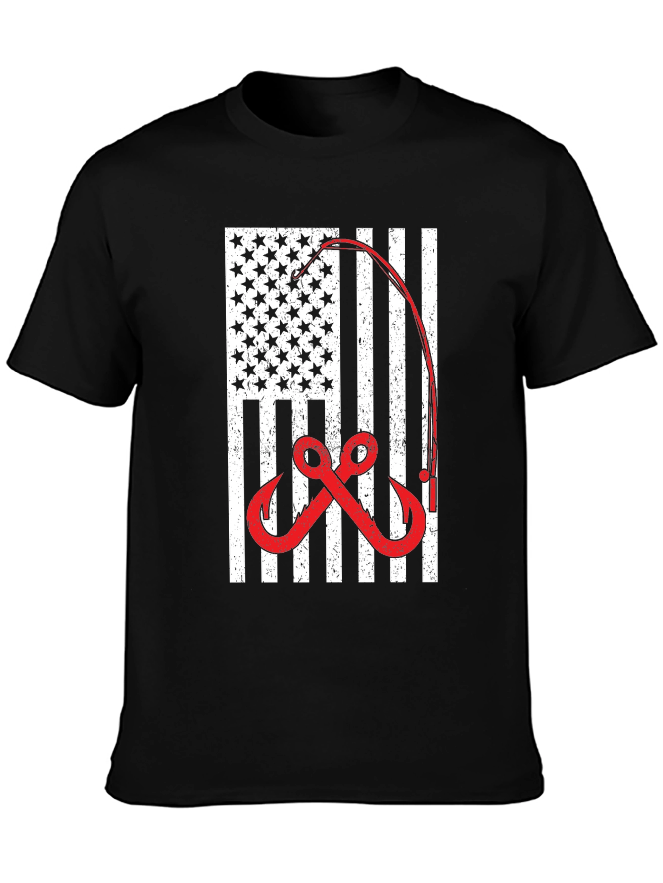 American Flag Fishing T-Shirt - Patriotic Angler Tee