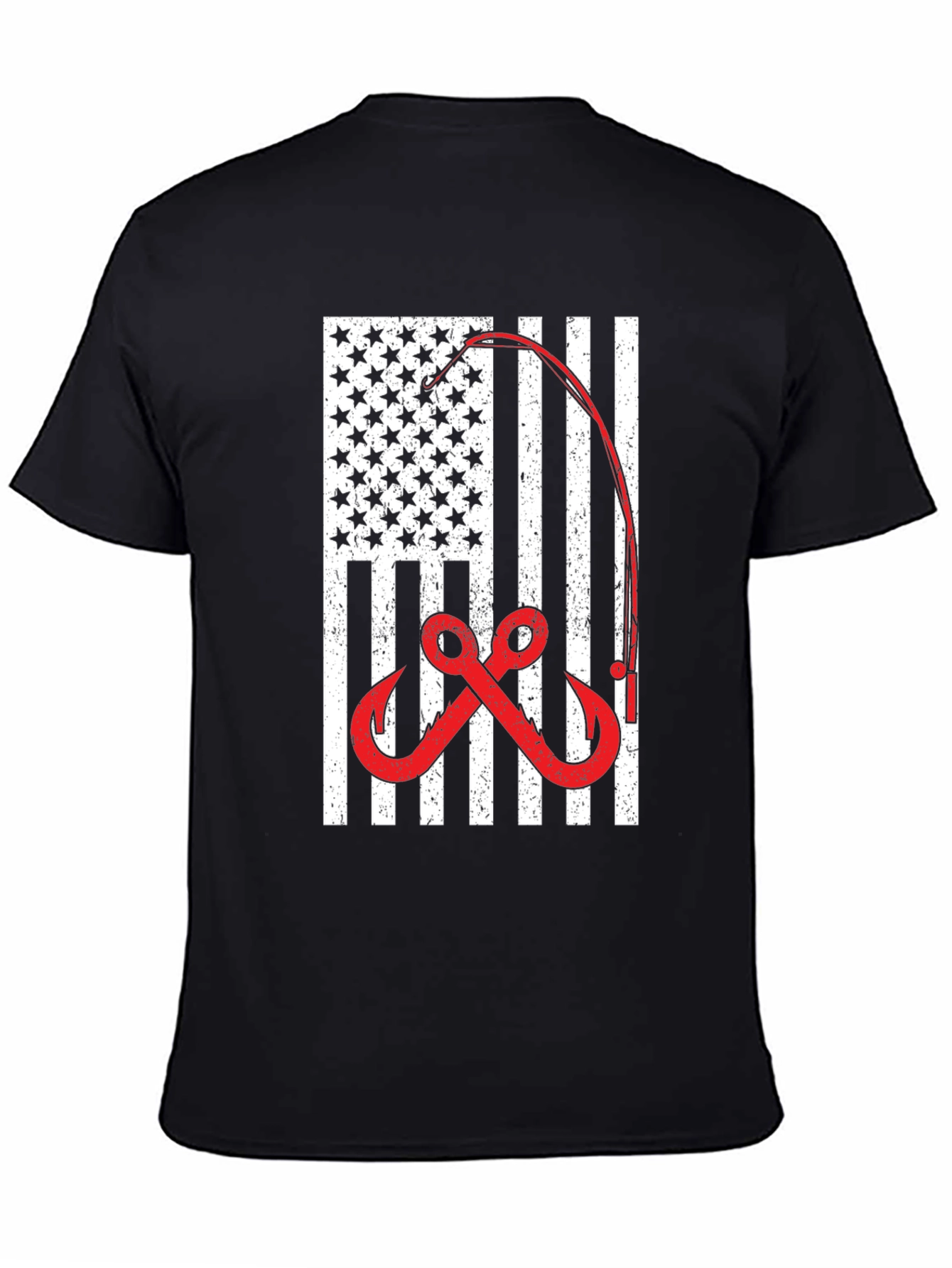 American Flag Fishing T-Shirt - Patriotic Angler Tee