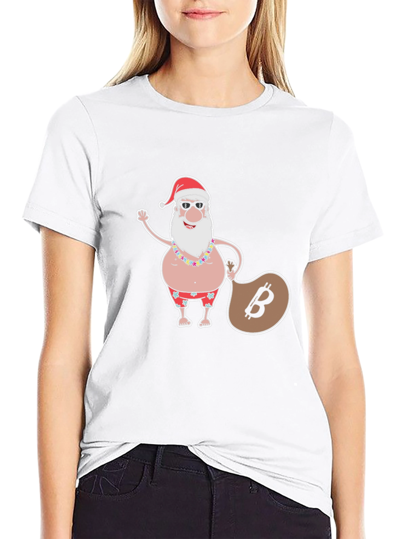 Bitcoin Santa T-Shirt - Tropical Christmas