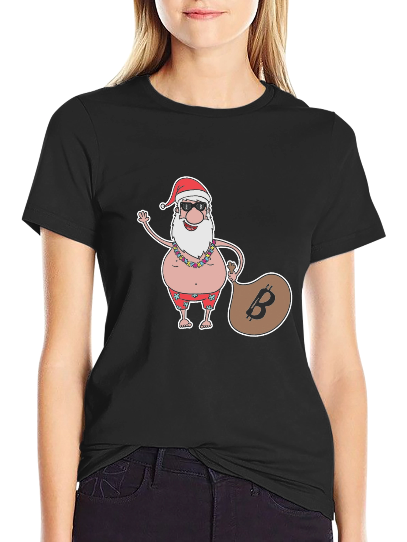 Bitcoin Santa T-Shirt - Tropical Christmas