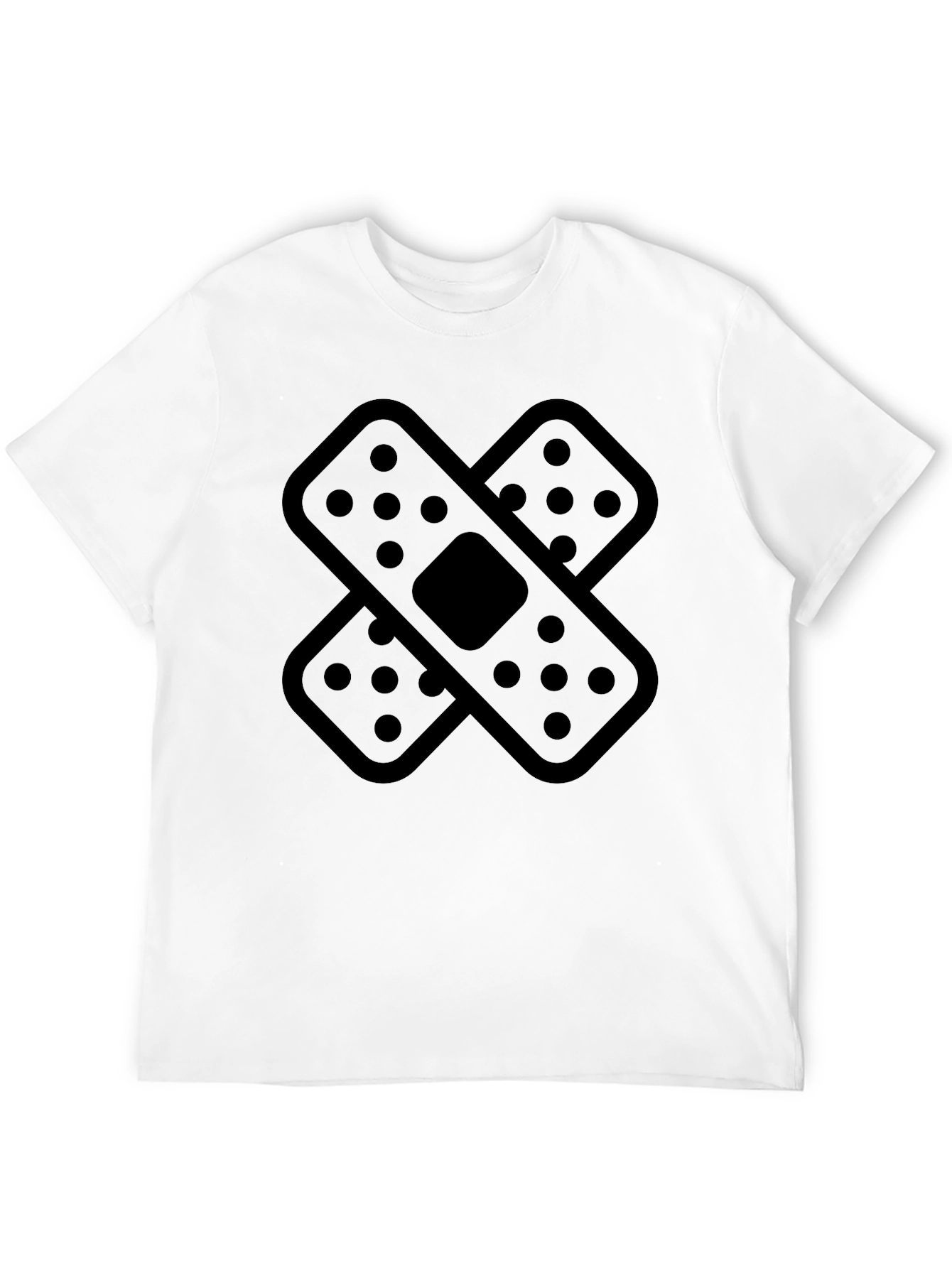 Black T-Shirt with Band-Aid Graphic
